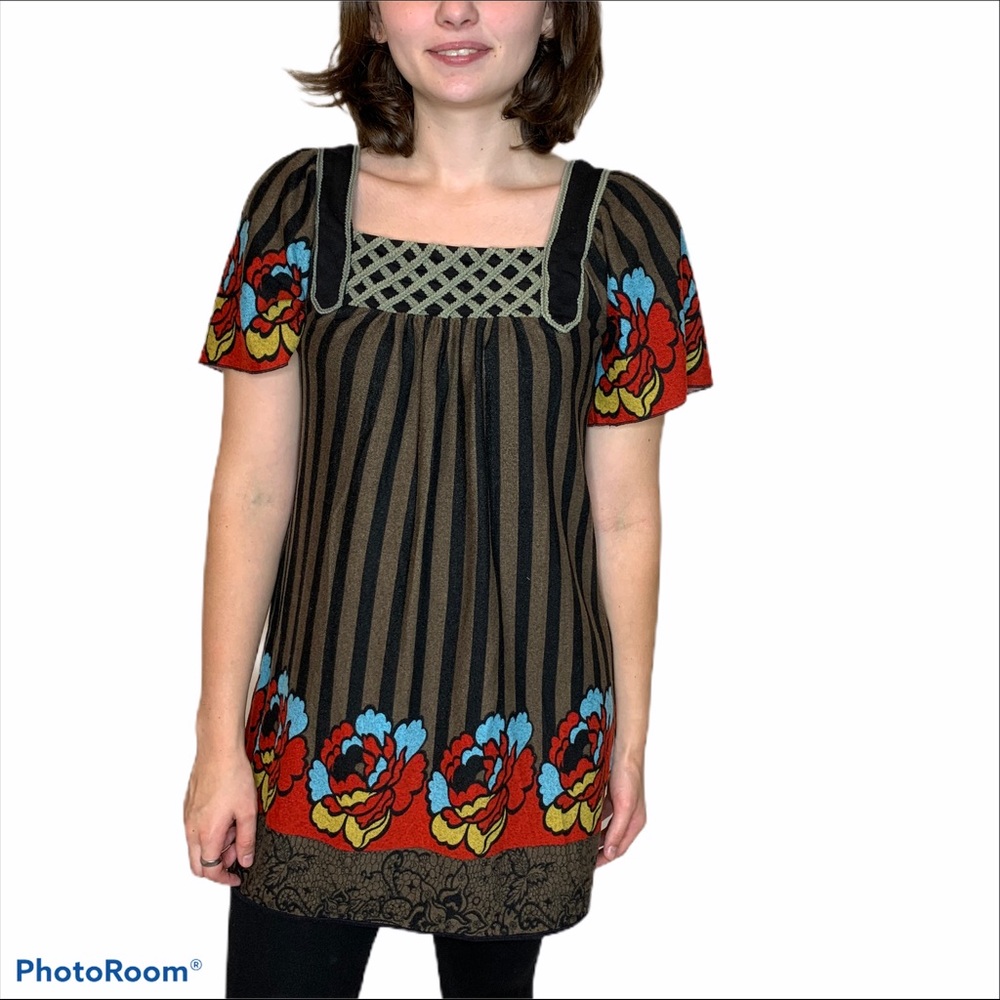 Theme Anthropologie Brown Striped Poppy Dress size Small - Picture 5 of 16